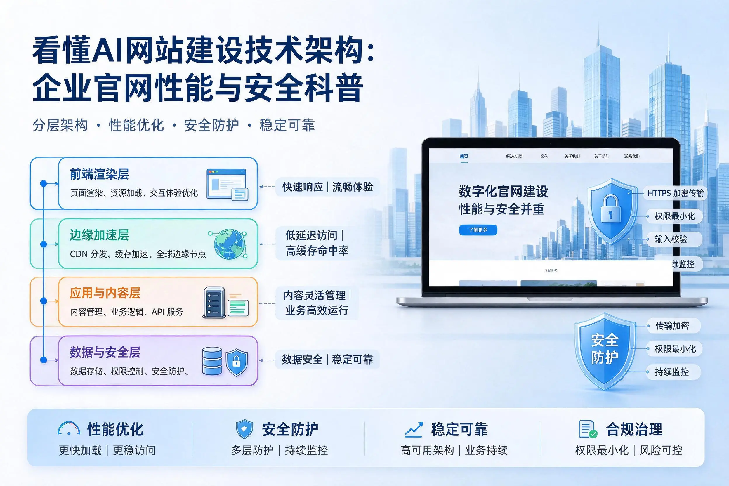 看懂AI网站建设技术架构：丹东企业官网性能与安全科普