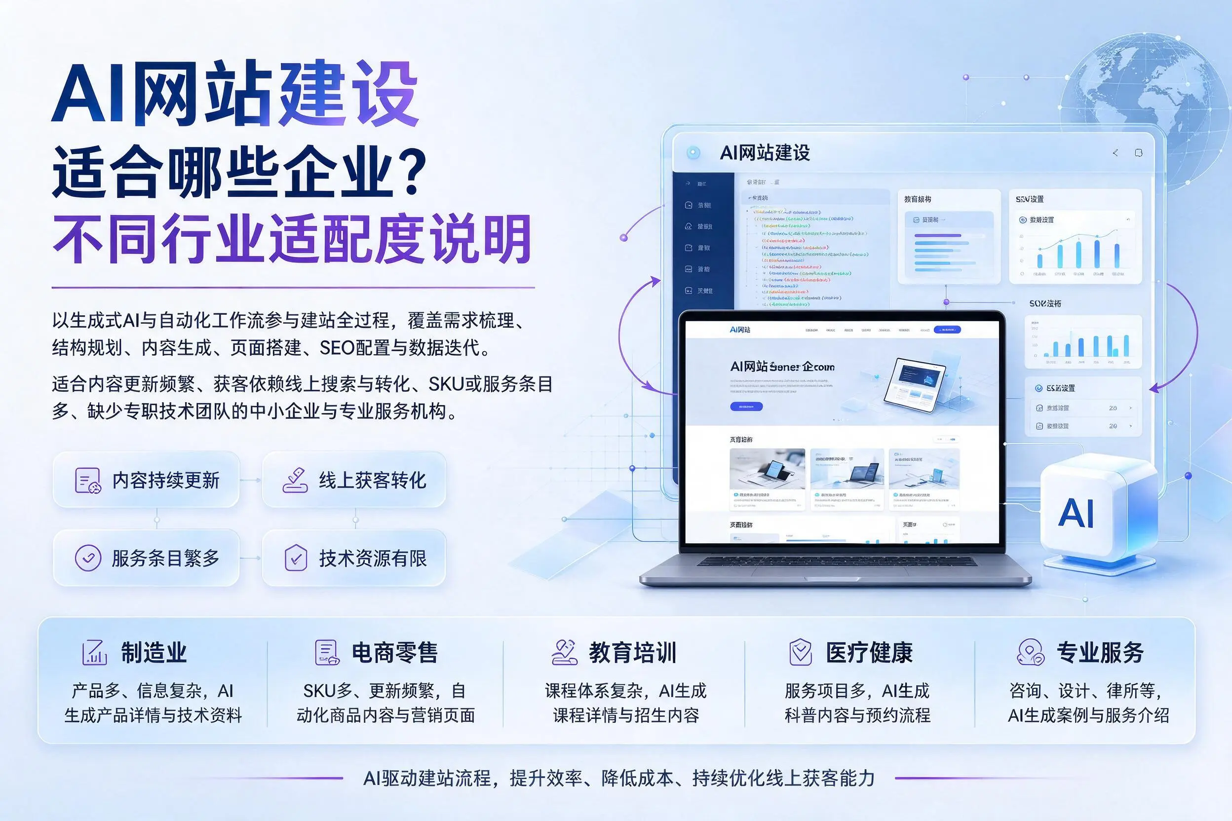 AI网站建设适合哪些企业？丹东不同行业适配度说明